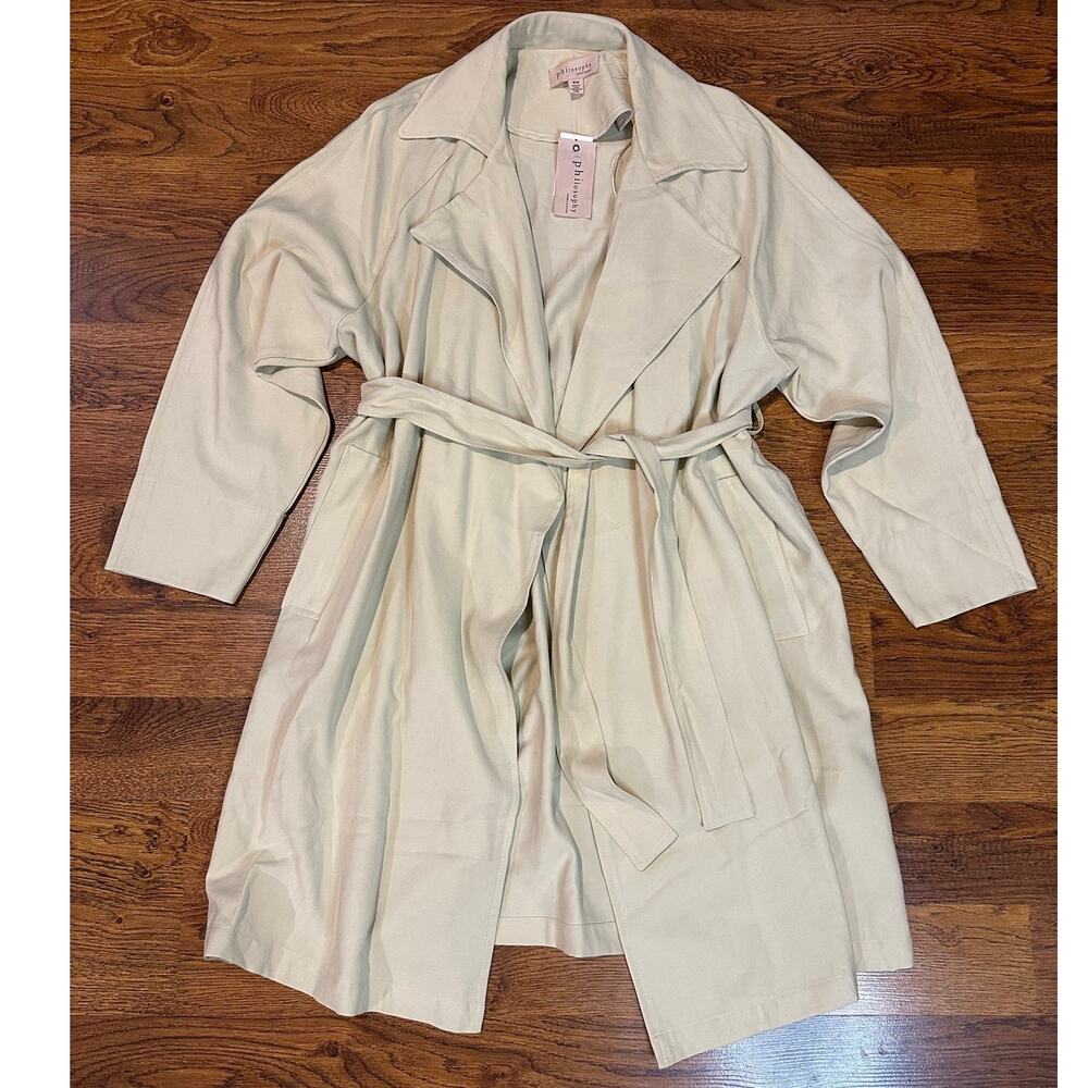 Philosophy Republic Lightweight Trench Coat Women’s Medium Cream NWT Classic